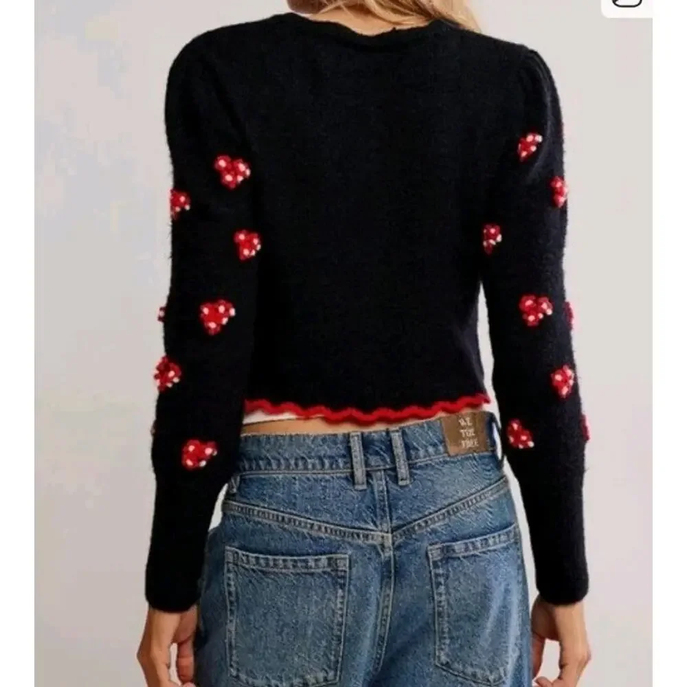 Free People Nonna Knit Cardi Midnight Bloom Combo Size Xsmall